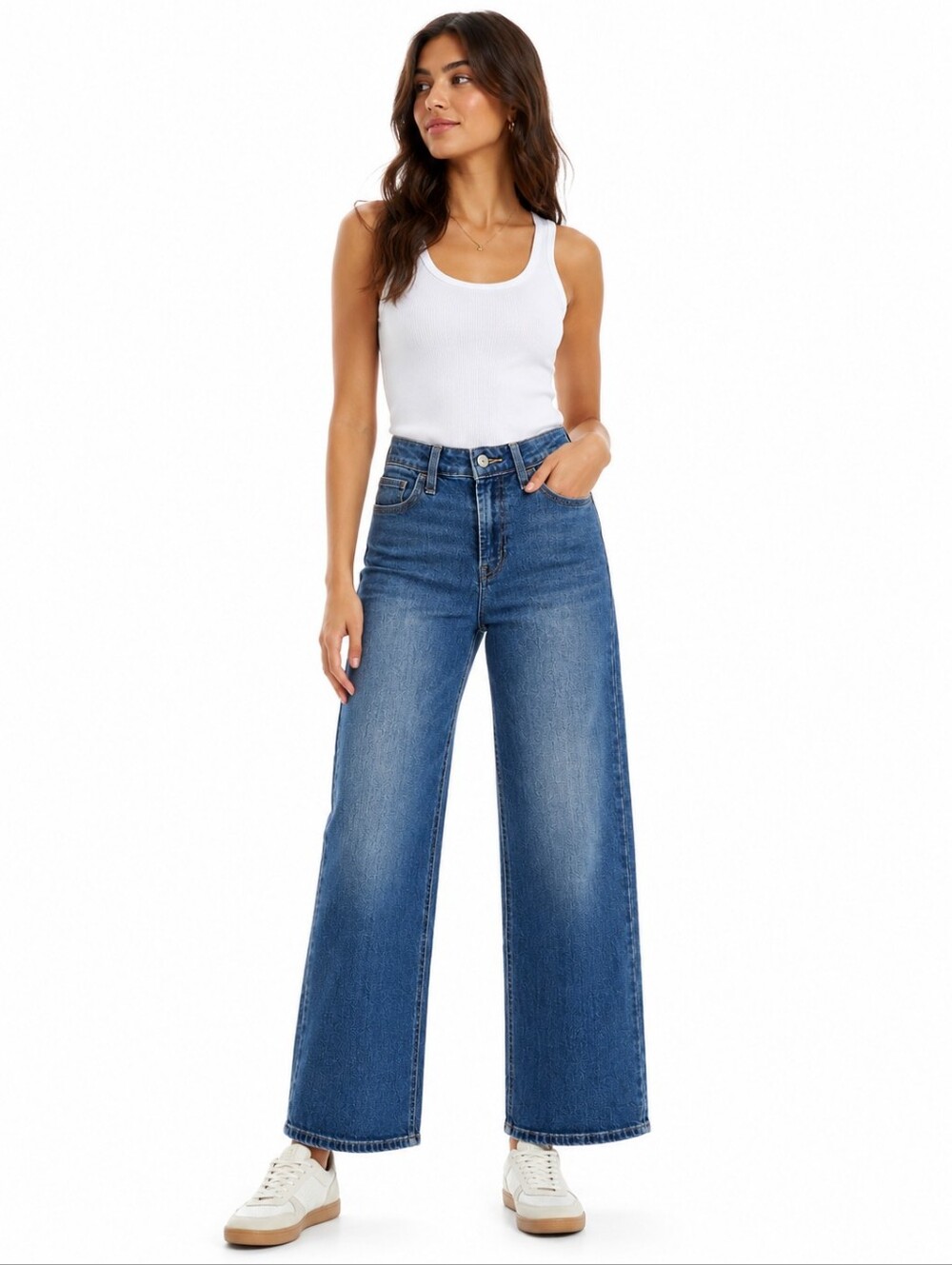 Old Navy High Rise WOW Wide Leg Jeans Size 0 Medium Wash Stretch Denim Women's